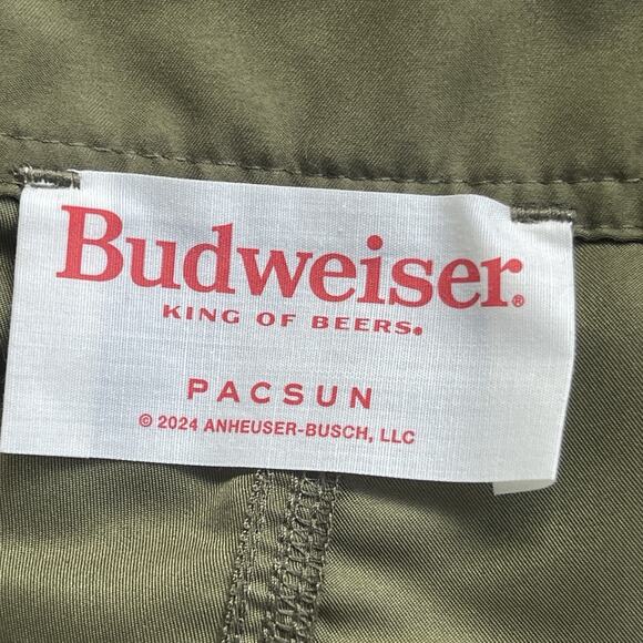 Pacsun Budweiser Mens Swim Trunks Size 34 Green Board Shorts Beer Unlined - Picture 6 of 13